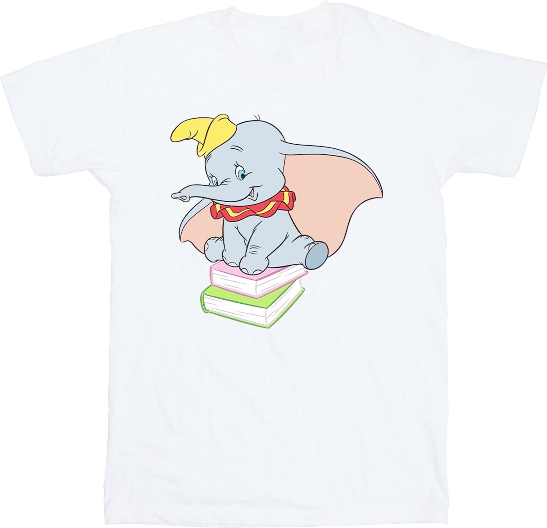 Disney - "Dumbo Sitting On Books" T-Shirt für Mädchen (Weiß)