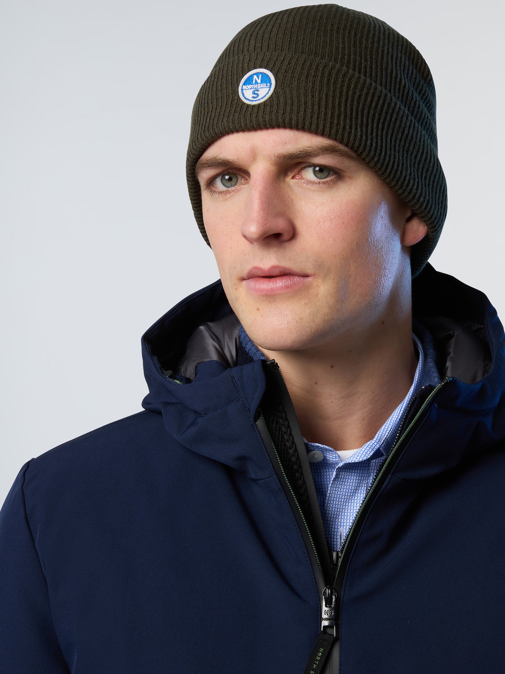 North Sails Beanie Micro-Rib-Strick mit Logo-Patch