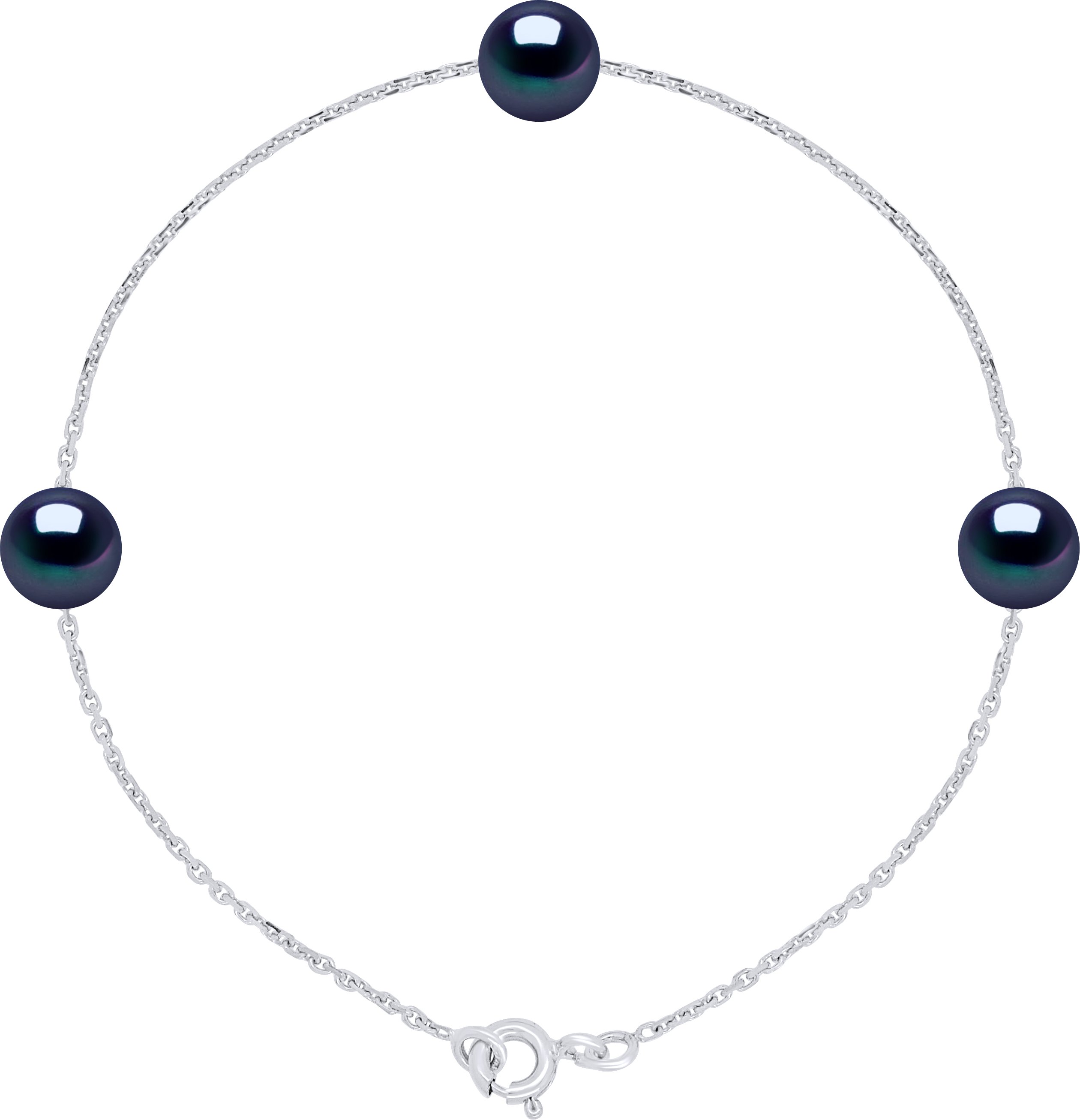 Armband 3 echte Süßwasser-Zuchtperlen rund 7-8 mm