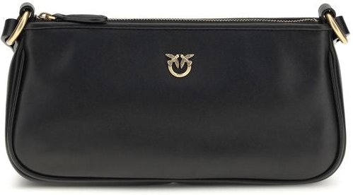 PINKO Schwarze Kalbleder Bos Taurus Schultertasche