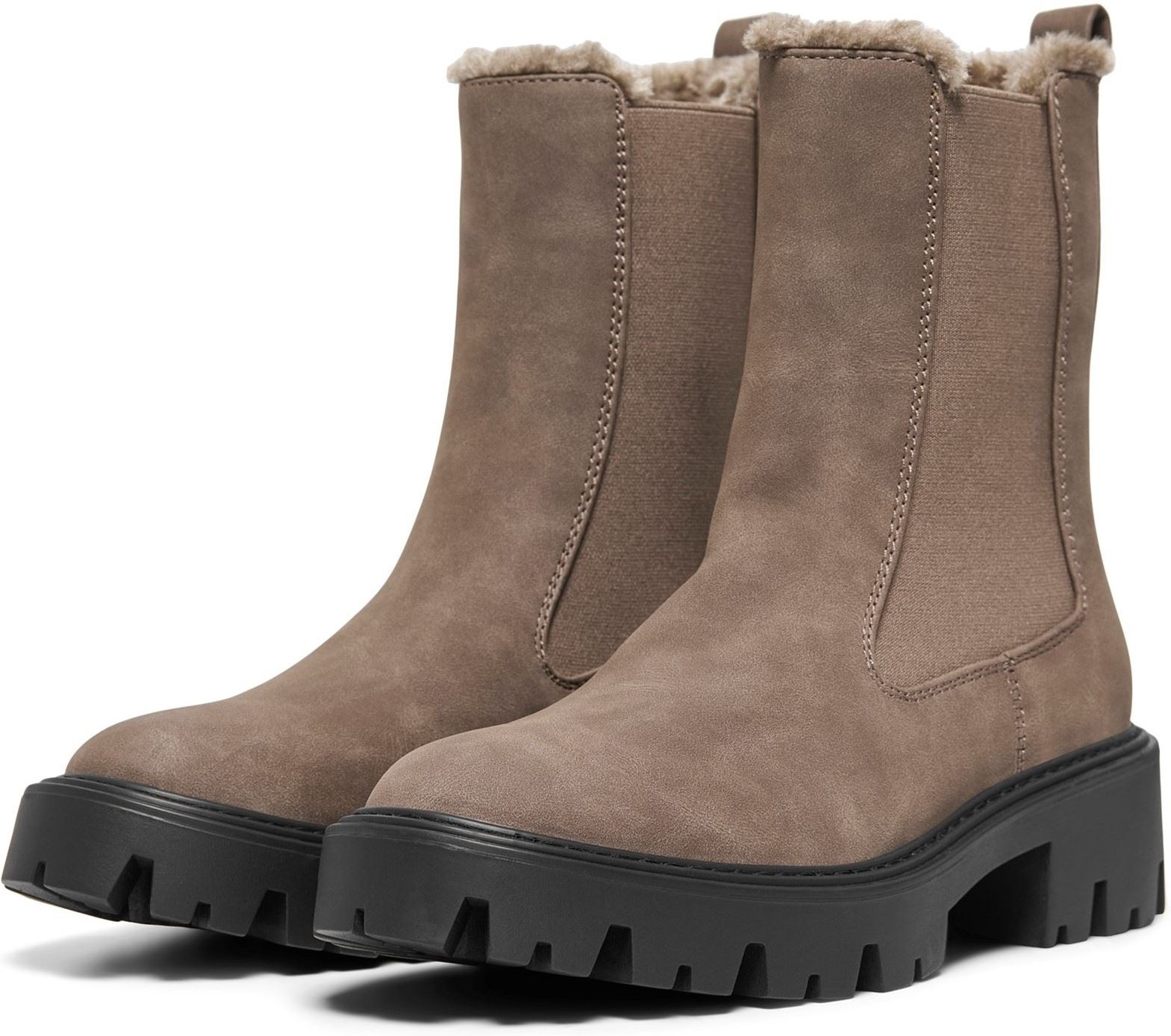 ONLY BETTY-9 WARM FÜTTERTE Polyurethan Damen Braune Stone Absatz Stiefeletten