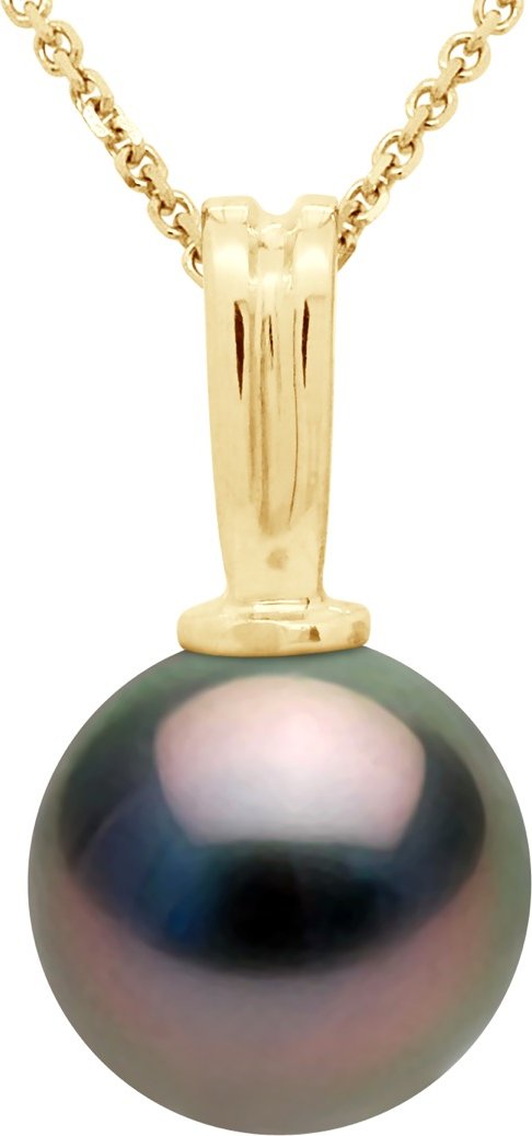 Perlenanhänger aus Gelbgold und echter Tahiti-Zuchtperle, rund 10–11 mm