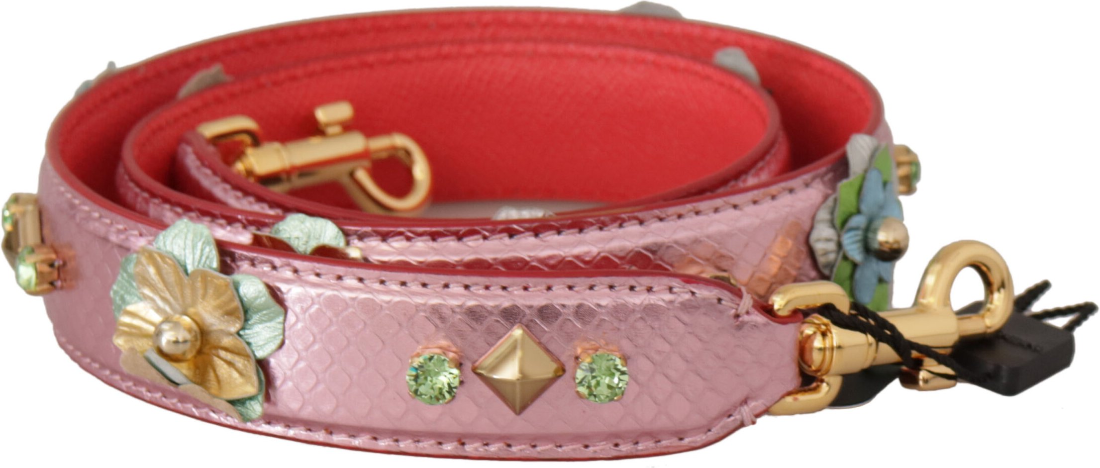 Dolce & Gabbana Eleganter Metallischer Rosa Leder Schulterriemen für Damen
