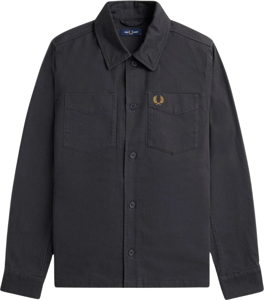 Fred Perry - Hemdjacke Mit Fischgrätenmuster Und Ankermuster In Grau