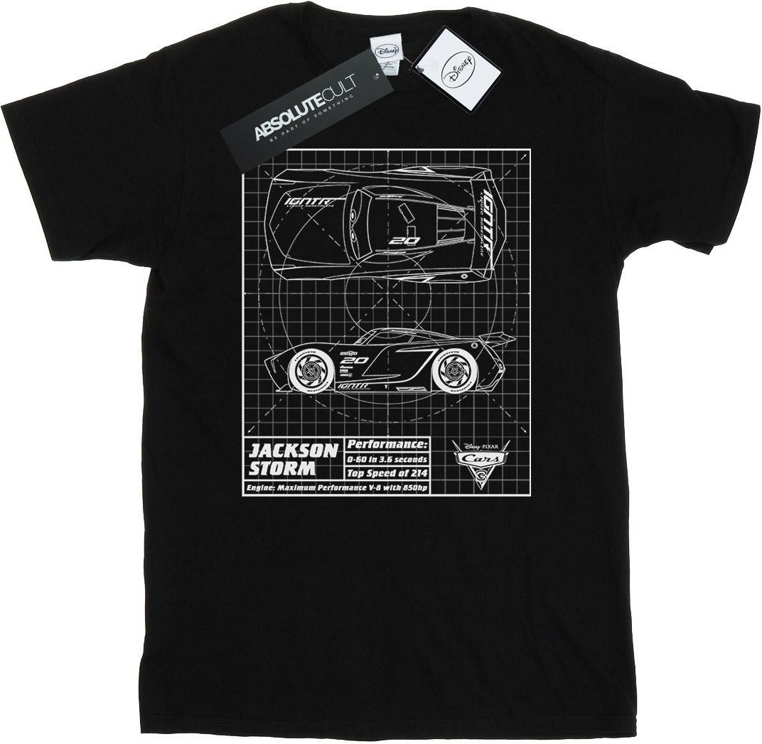 Disney - "Cars Jackson Storm Blueprint" T-Shirt für Herren (Schwarz)