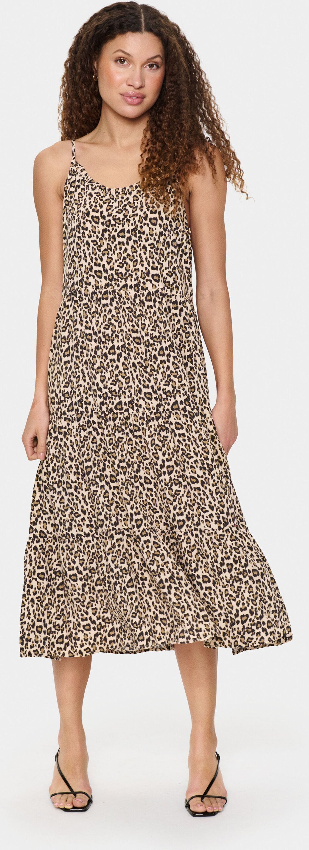 Kleid Lockere Passform Creme Leopard Strokes animal