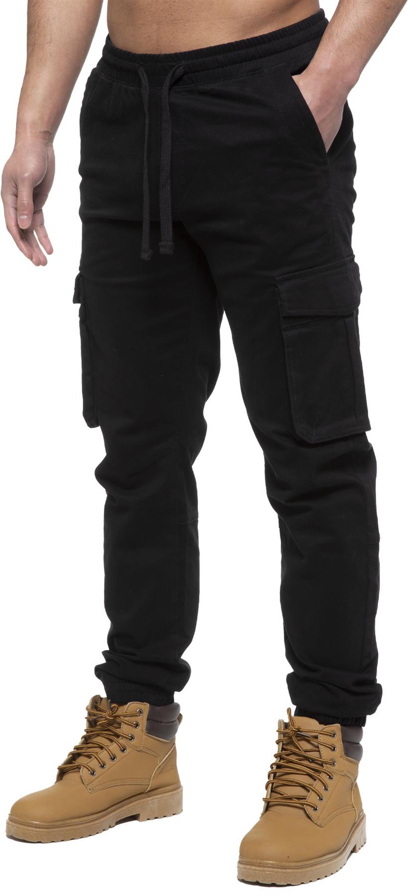Thumbnail - Enzo | Herren Cargo-Jogger-Jeans - Schwarz
