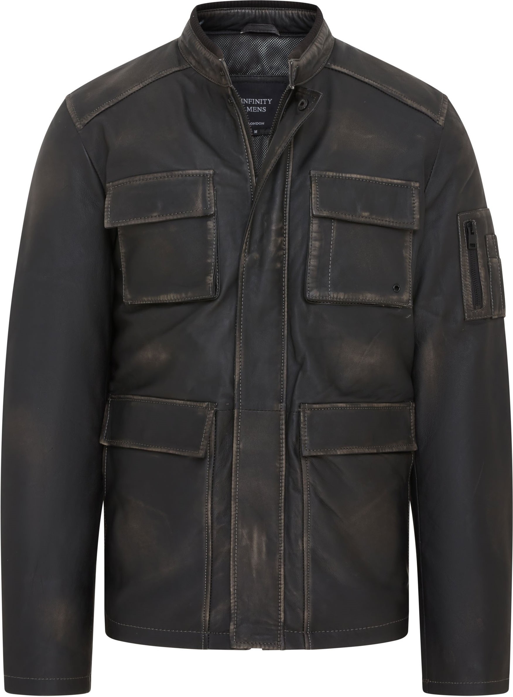 Herren Vintage Safari-Jacke aus schwarzem Leder – Fagernes