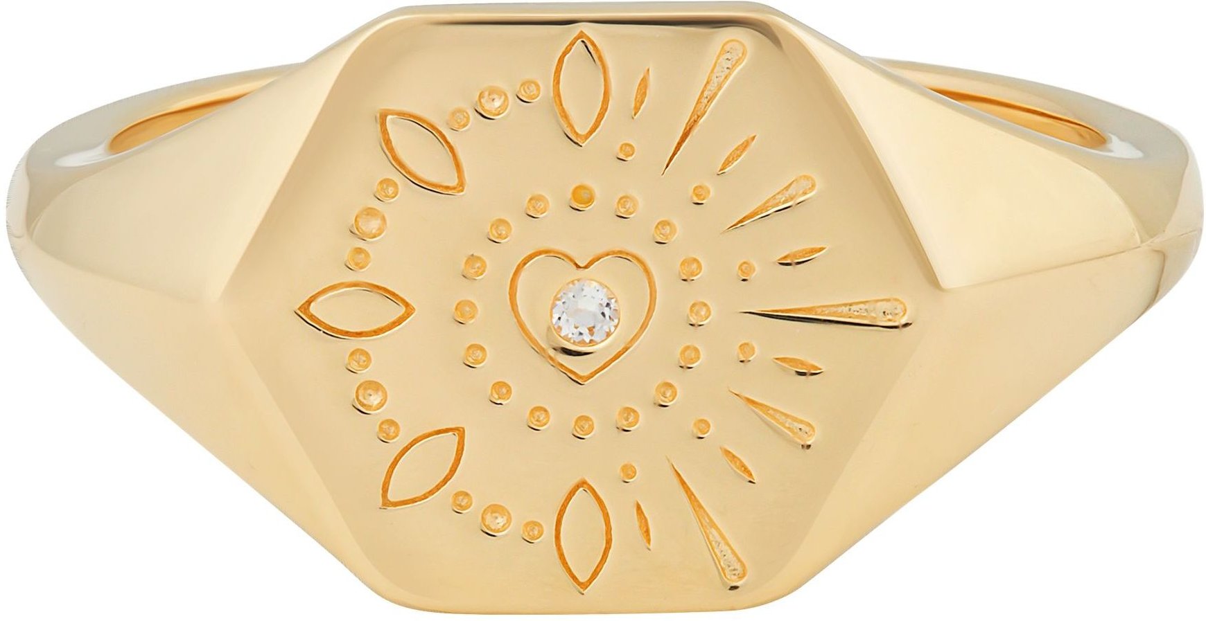 cai Ring 925 Silber vergoldet Siegelring Hexagon Tattoo