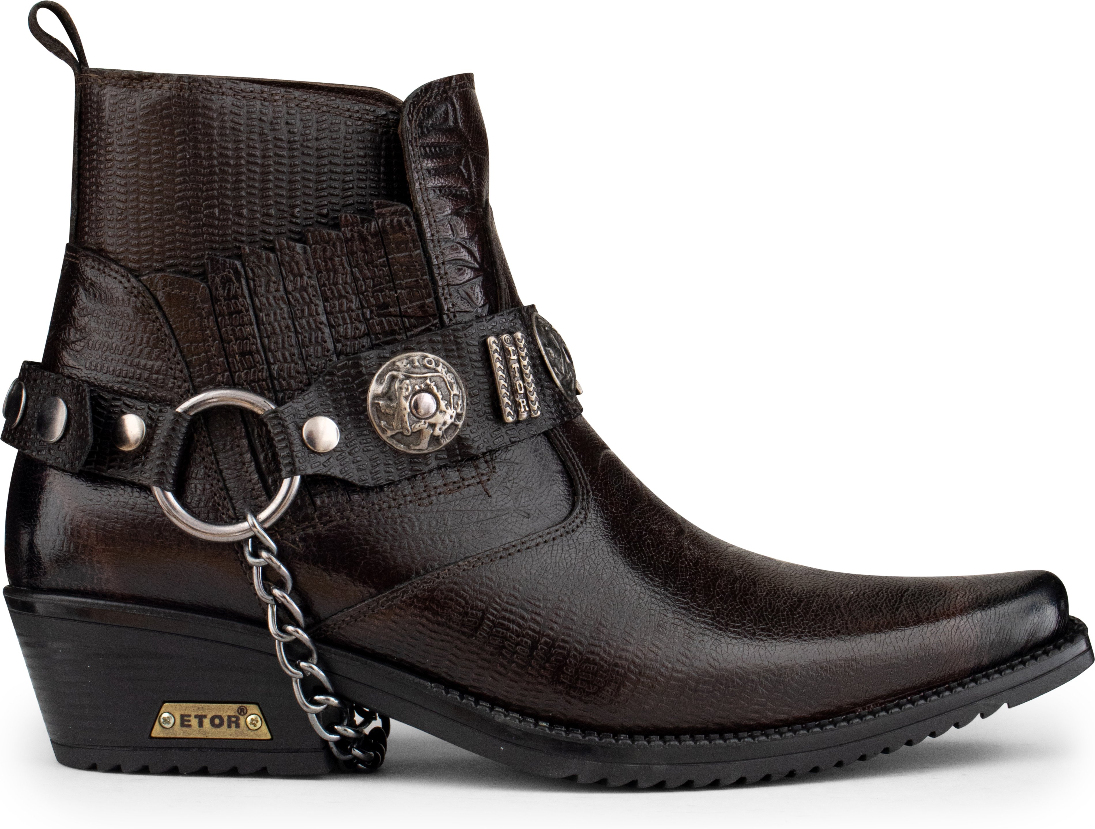 Herren-Winklepicker-Western-Gothic-Stiefel aus braunem Leder