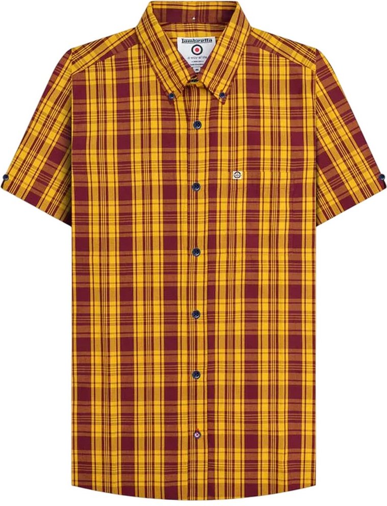 Lambretta - Hemd für Herren/Damen Unisex (Burgunderrot/Gold)