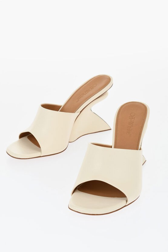 Offene JUG Pantoletten mit Keilabsatz 10 cm in Beige