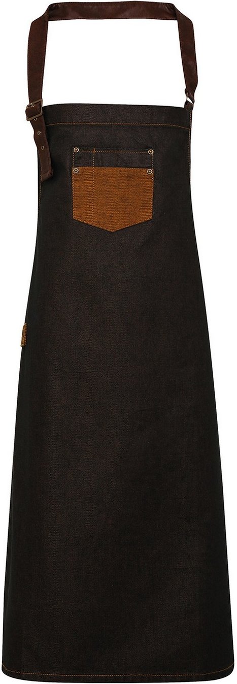 Premier Division Lätzchenschürze (Schwarz/Braun Denim)