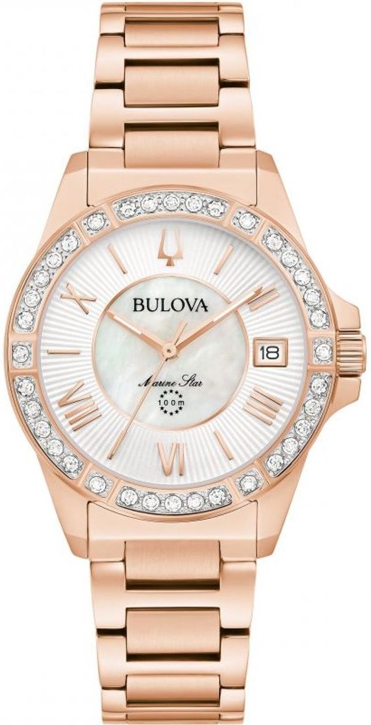 Bulova Marine Star Damenroségold Uhr 98R295