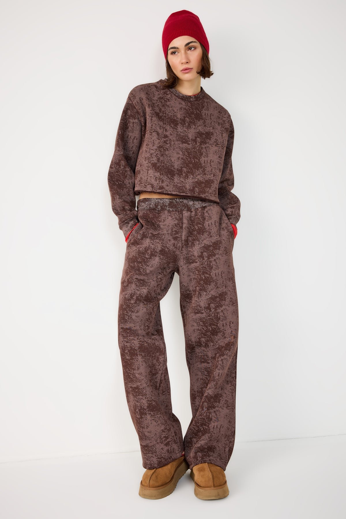 Bequeme Hose aus Baumwolle mit gebürstetem Effekt