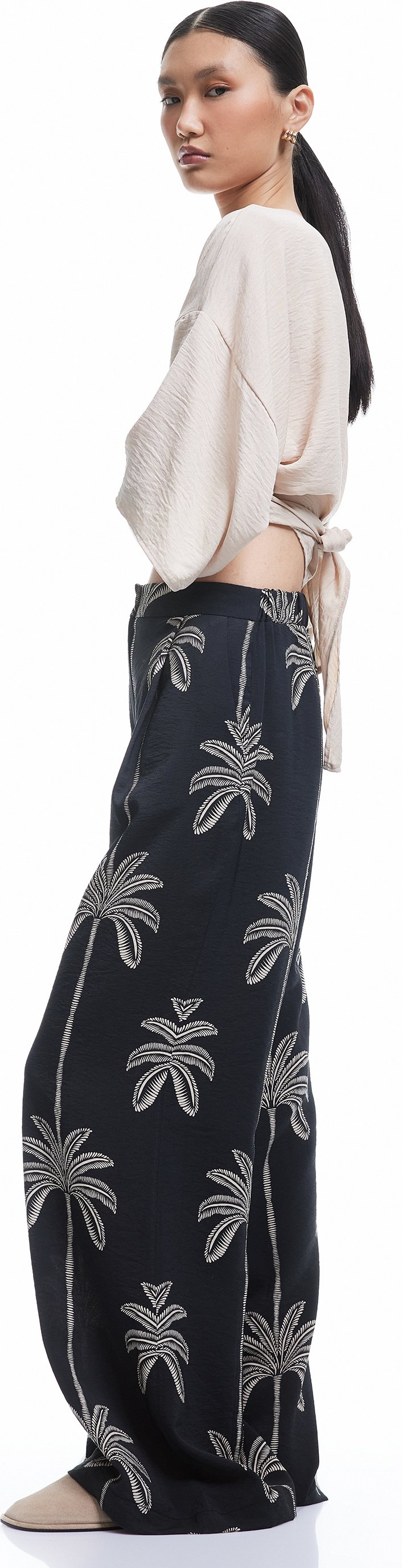 Koton HOSEN Koton Palmenmuster Palazzo Hose