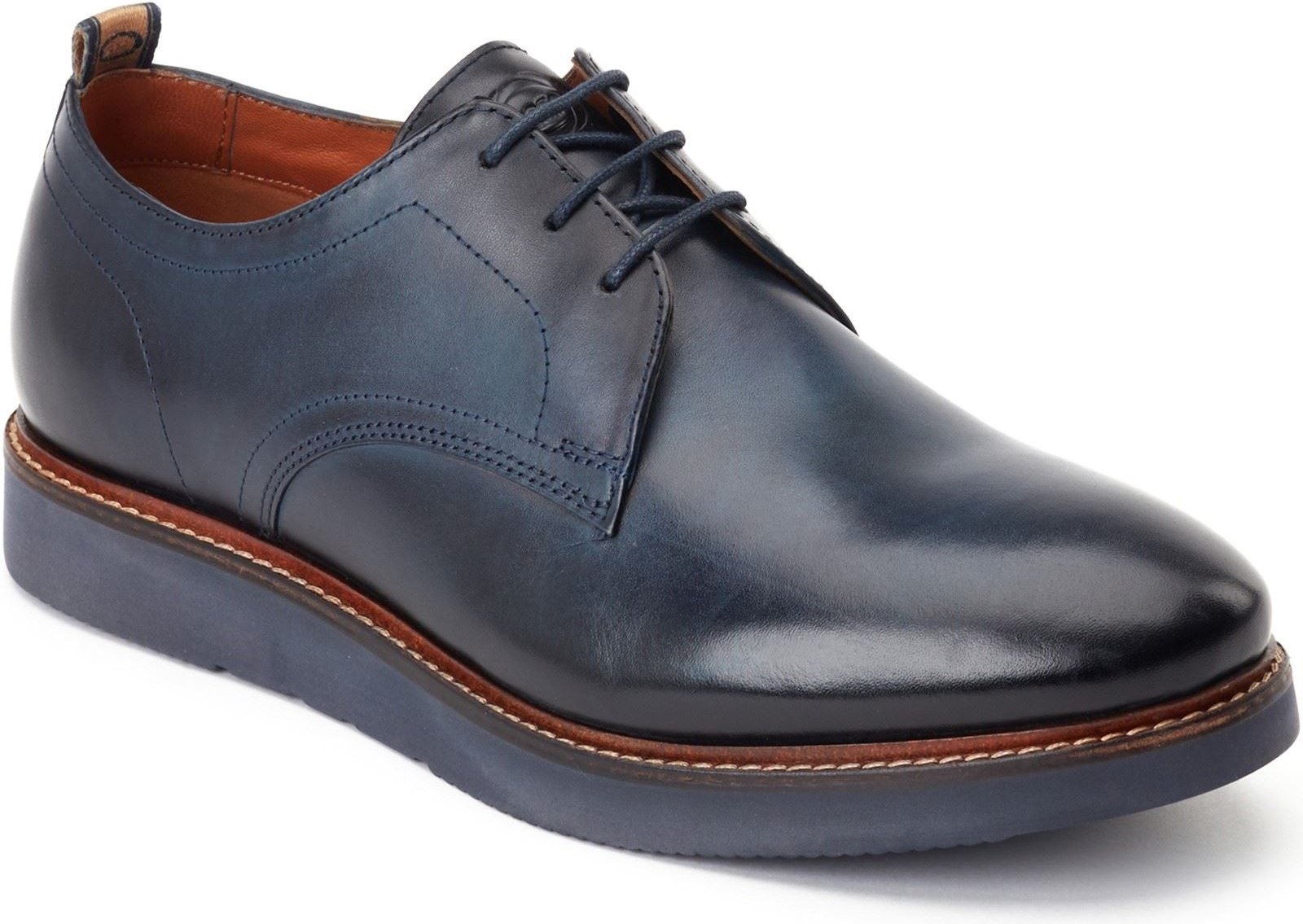 Base London Roly Leder Herren Navy Schnürschuhe