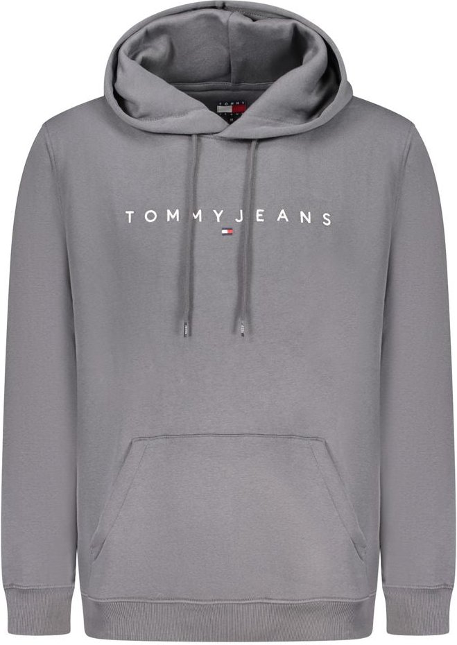 Tommy Hilfiger Graues Baumwoll-Herren Sweatshirt mit Kapuze und bestickter Tasche