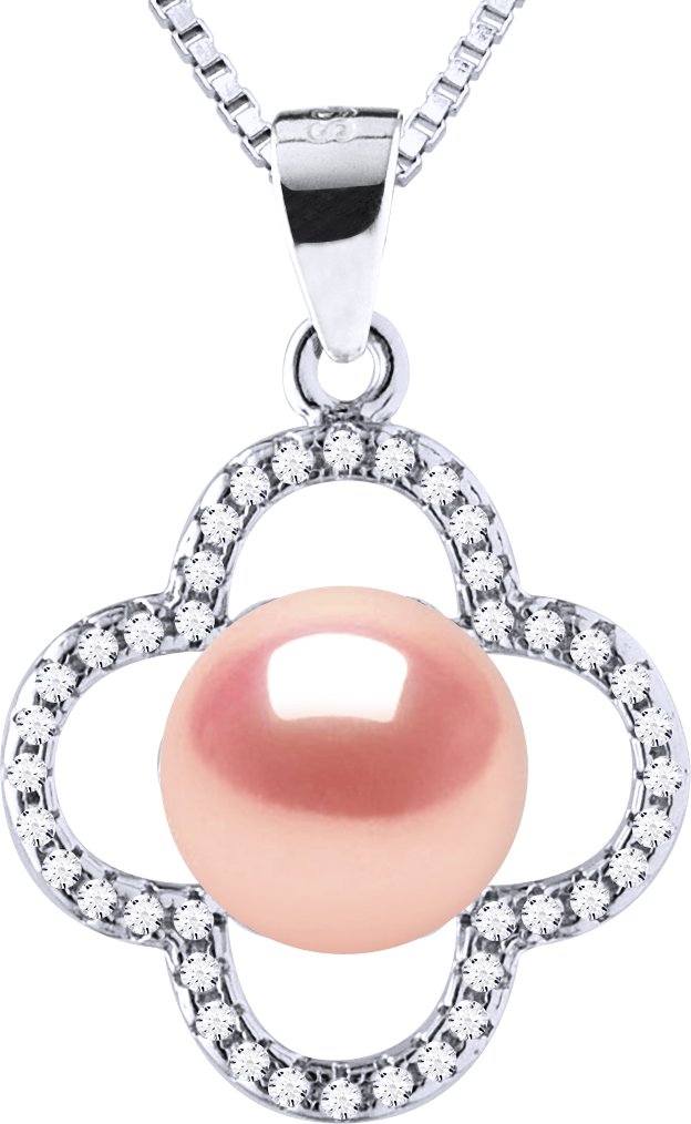 CLOVER Halskette Süßwasserperle 9-10 mm Rosa 925