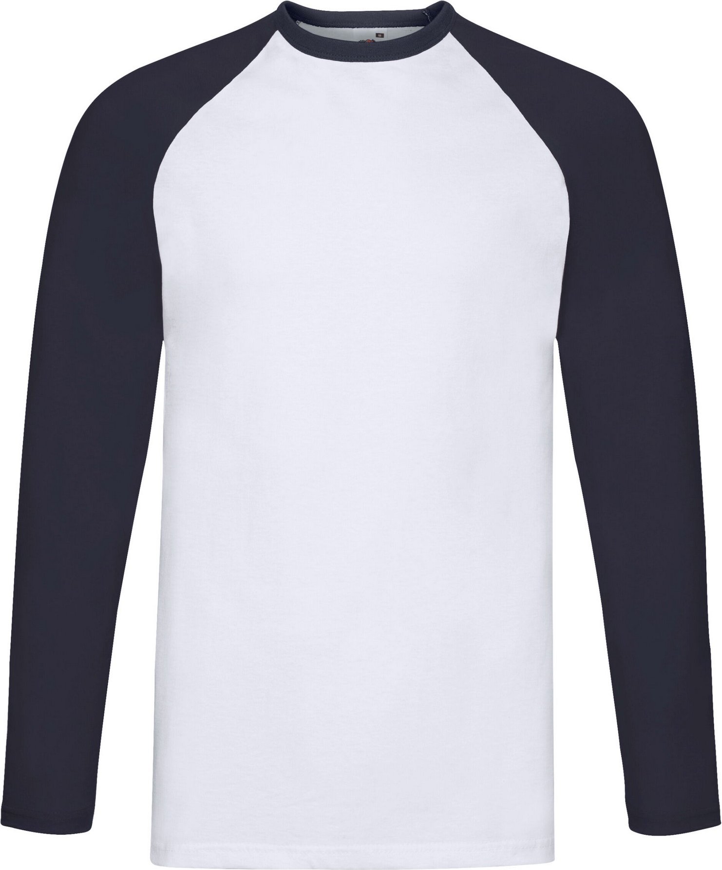 Fruit of the Loom - T-Shirt für Herren/Damen Unisex - Baseball Langärmlig (Weiß/Marineblau)