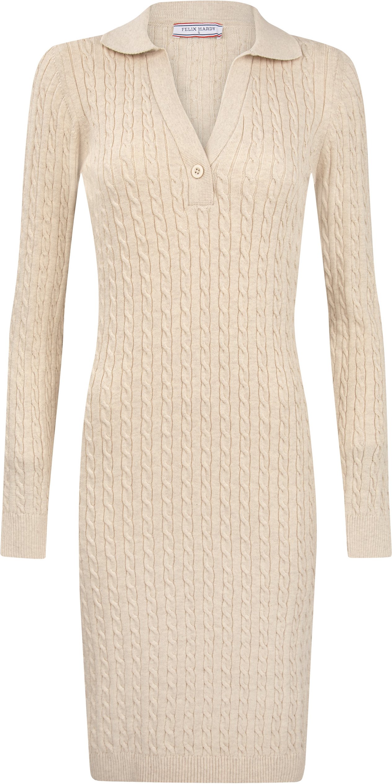 Kleid Langärmeliges Kabelstrickkleid