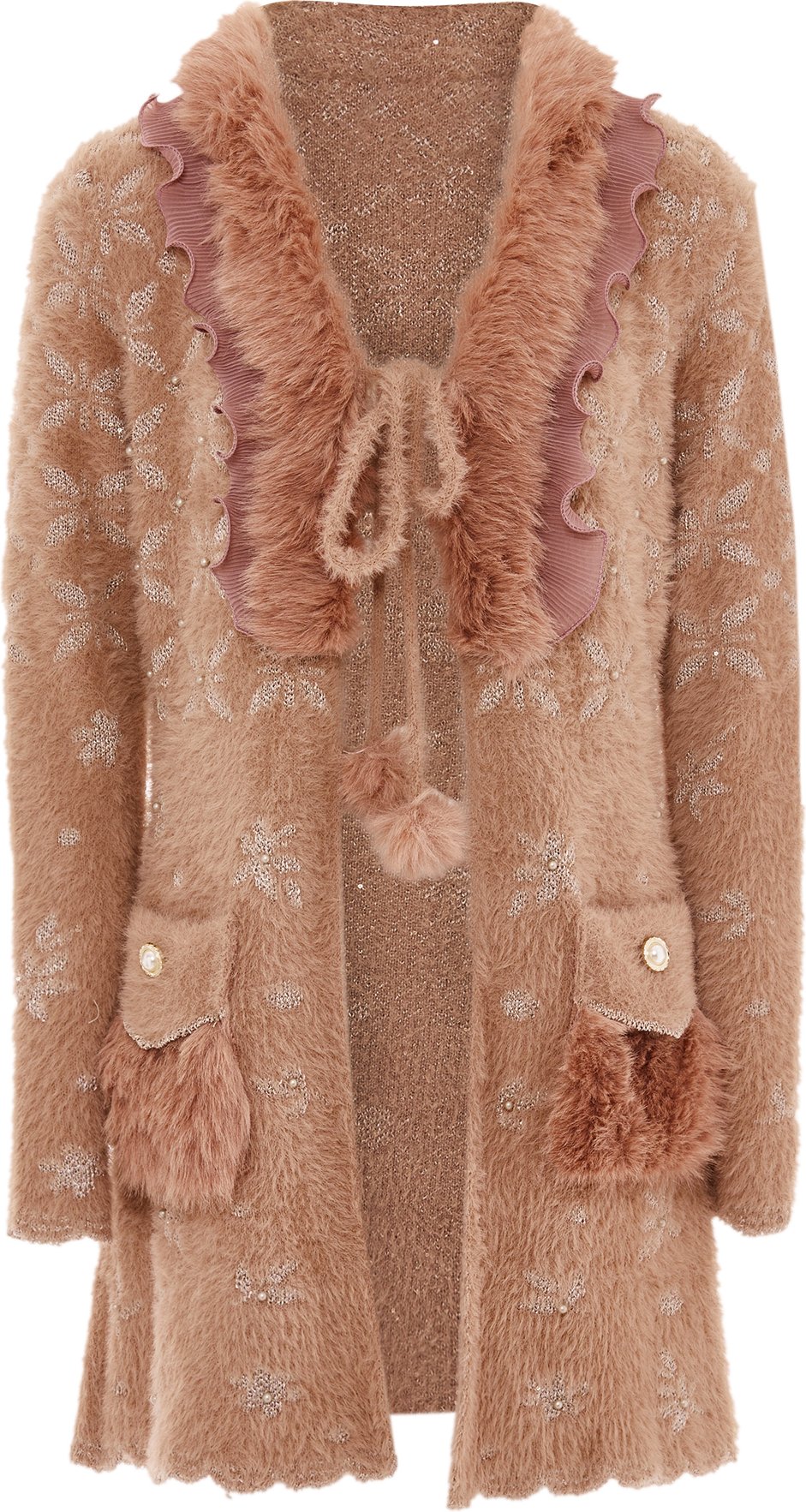 Faina Strickjacke Damen Dunkelrosa Rosa Gold