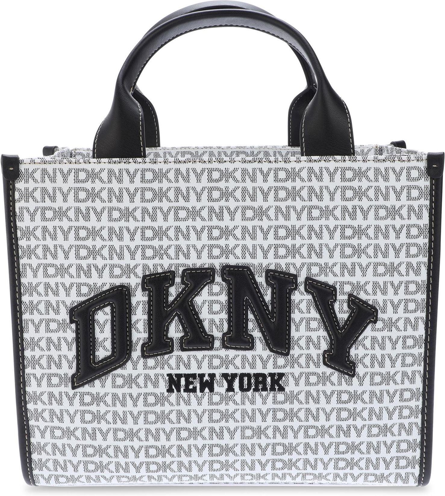 DKNY - "Hadlee" Tragetasche, Logo-Muster (Weiß/Schwarz)