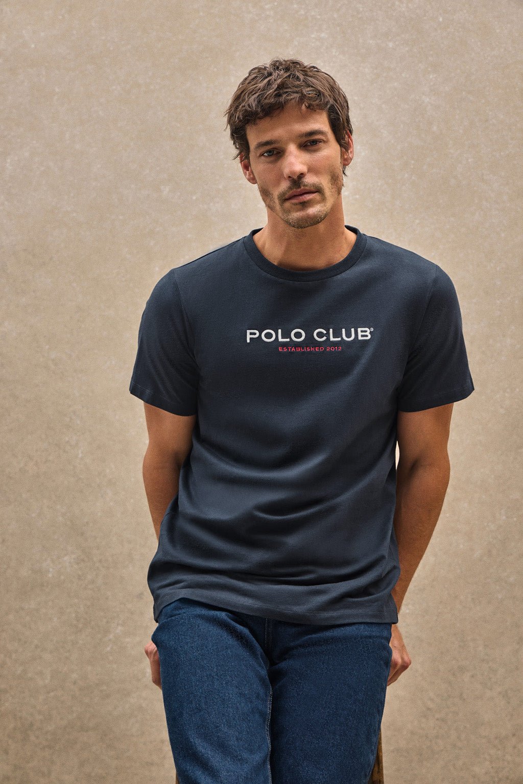 T-Shirt marineblau mit Logo Established 2012 Polo Club