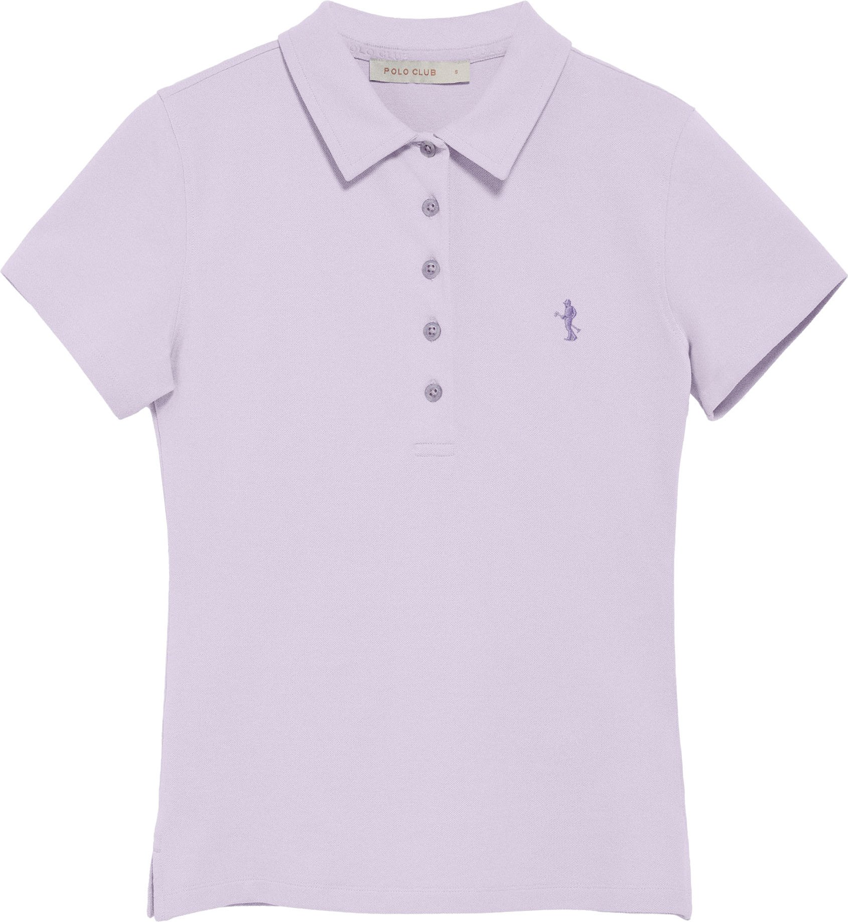 Kurzärmliges Poloshirt aus Baumwolle lavendelblau mit Rigby Best Stickerei