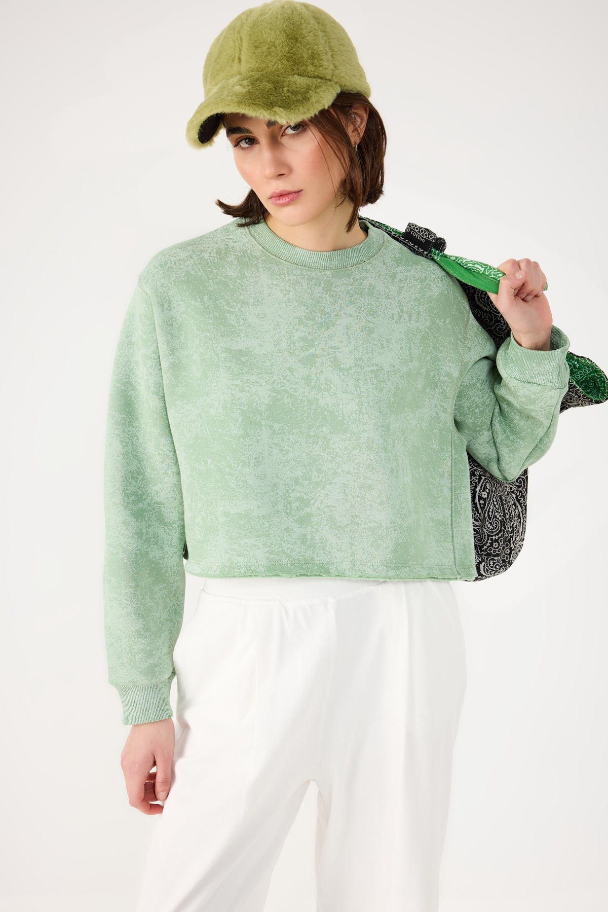 Waschbares Basic-Crop-Sweatshirt