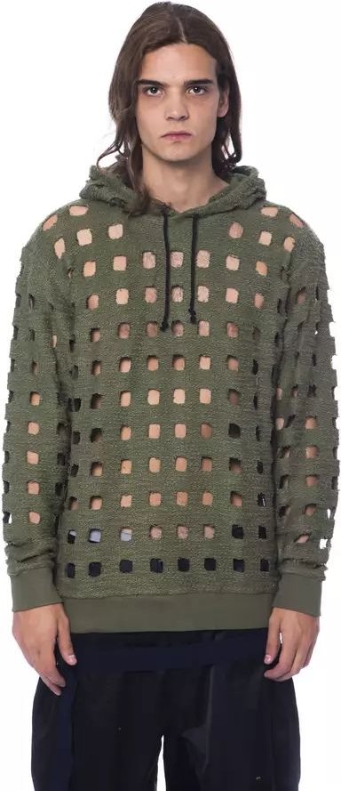 Ausschnitt Strick-Hoodie Militärgrün