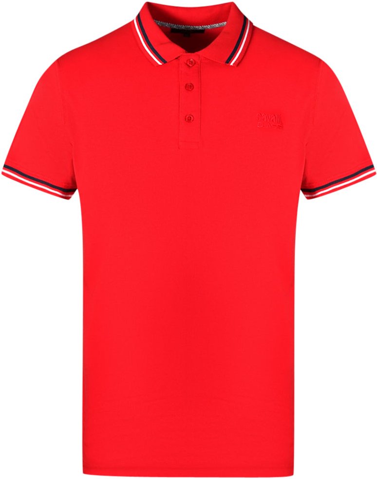 Thumbnail - Cavalli Class Rot Polo-Shirt mit Doppelter Kragenkante