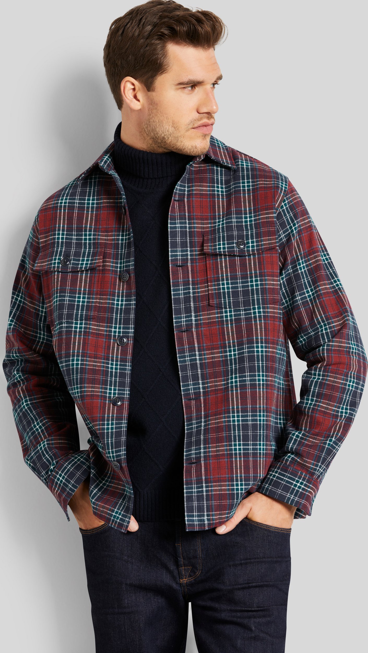 Bugatti Herren Langarmhemd mit Karomuster