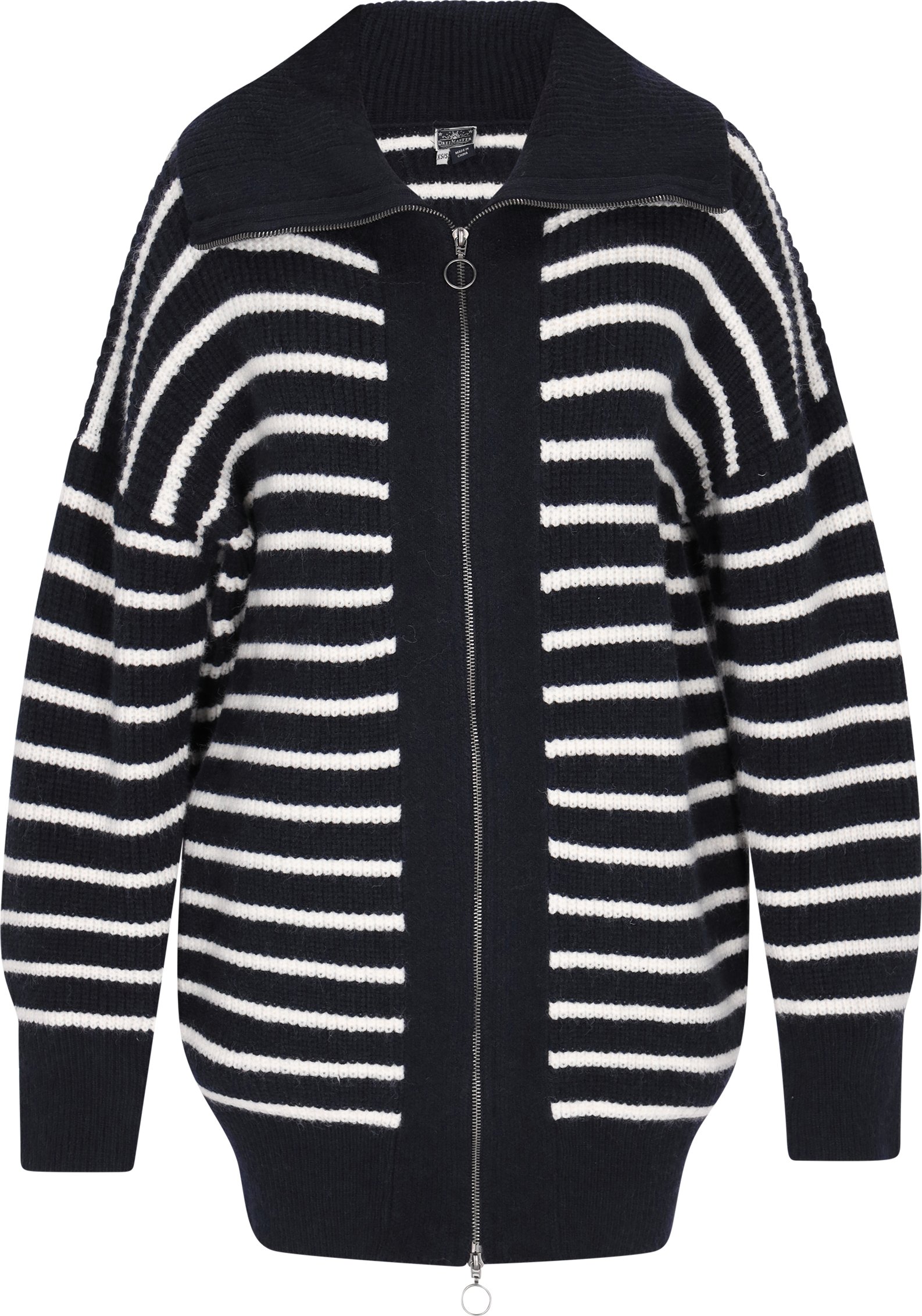 Dreimaster Cardigan Damen Marine Wollweiss