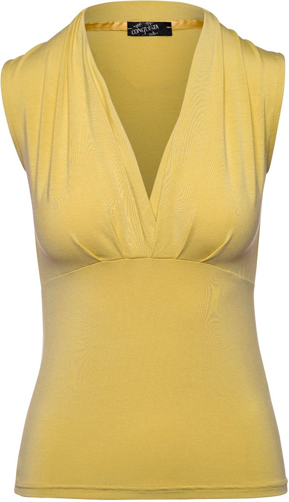 Dunkelgelbes Wickeltop aus Micromodal