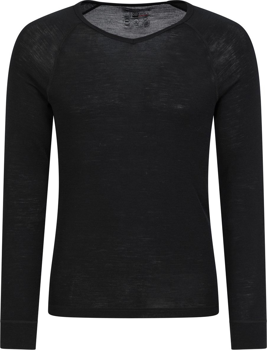 Mountain Warehouse Herren Merinowolle V-Ausschnitt Basisschicht Top (schwarz)