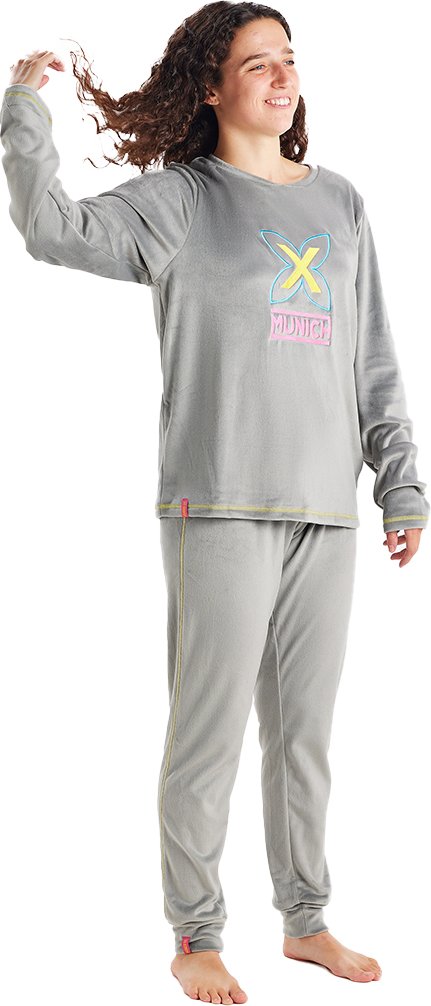 MU5 Damen-Winterpyjama aus Samt mit langen Ärmeln