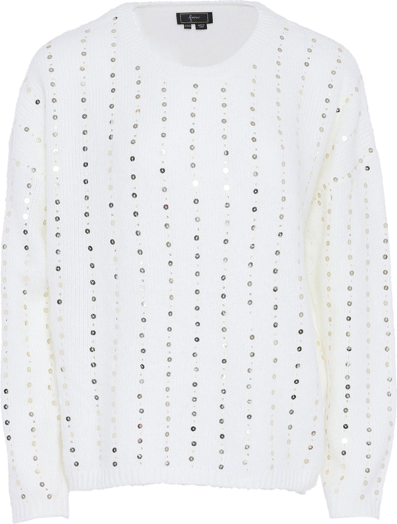 Faina Strickpullover mit Pailletten Damen Wollweiß