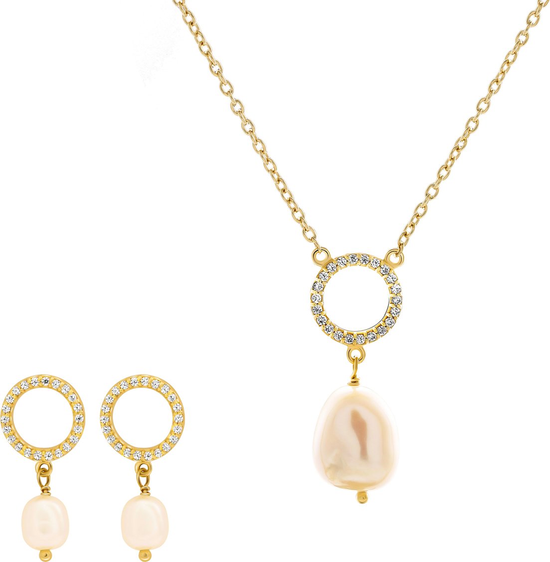 Orphelia 'Spa' Damen-Set aus 925 Sterling Silber: Halskette + Ohrringe - Gold SET-7575/G