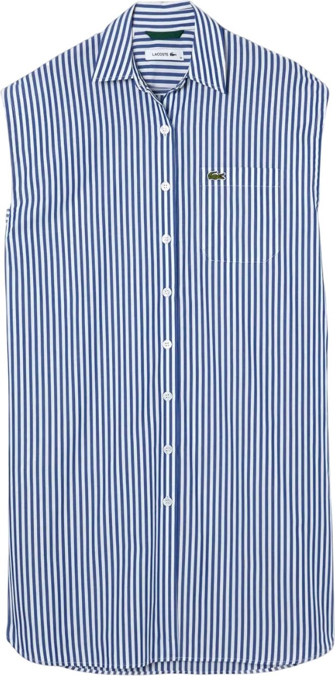 Lacoste - Hemdblusenkleid für Damen Ärmellos (Blau/Weiß)