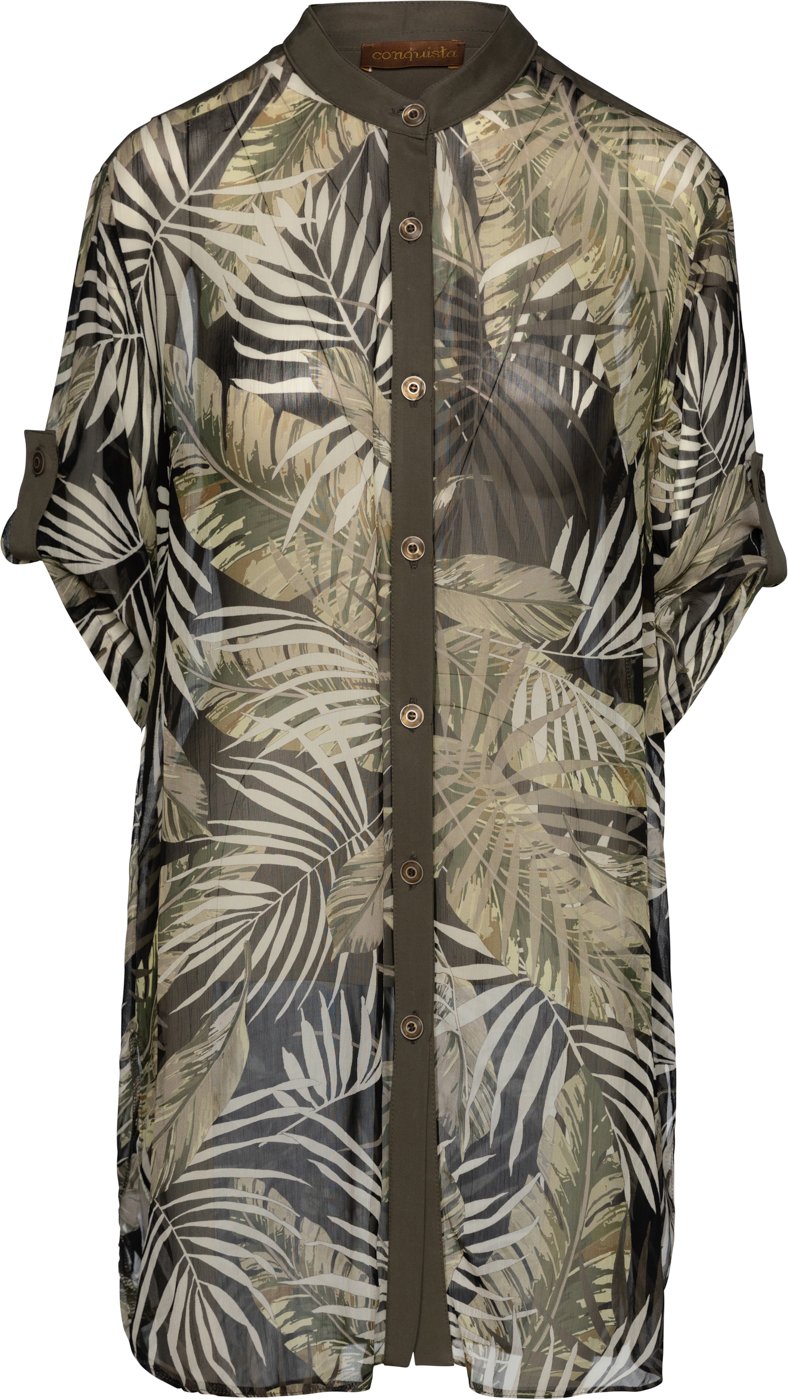 Langes Chiffonhemd mit Druck