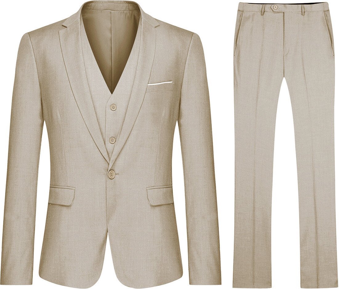 3-teiliger formeller Anzug mit einem Knopf, beige