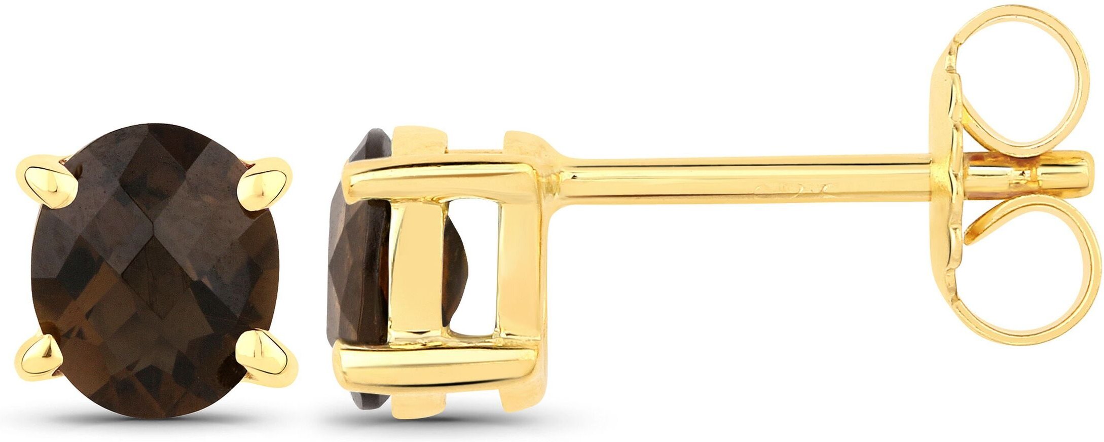 Thumbnail - Vira Jewels Ohrstecker 925-Sterling Silber vergoldet Glänzend Rauchquartz