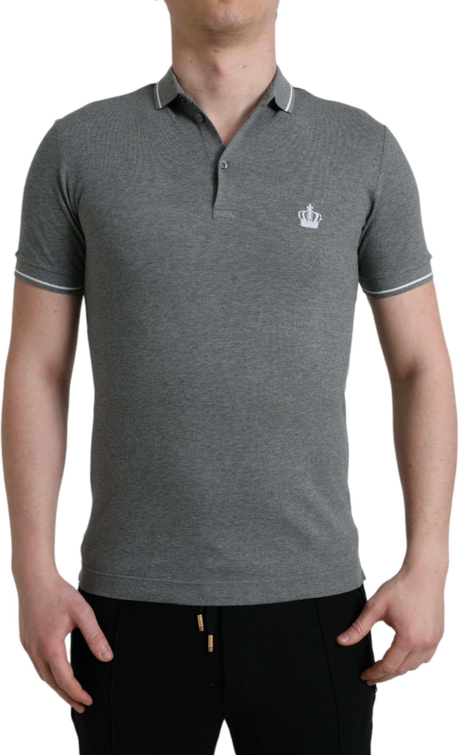 Kragen Polo-Shirt Grau Kurzarm
