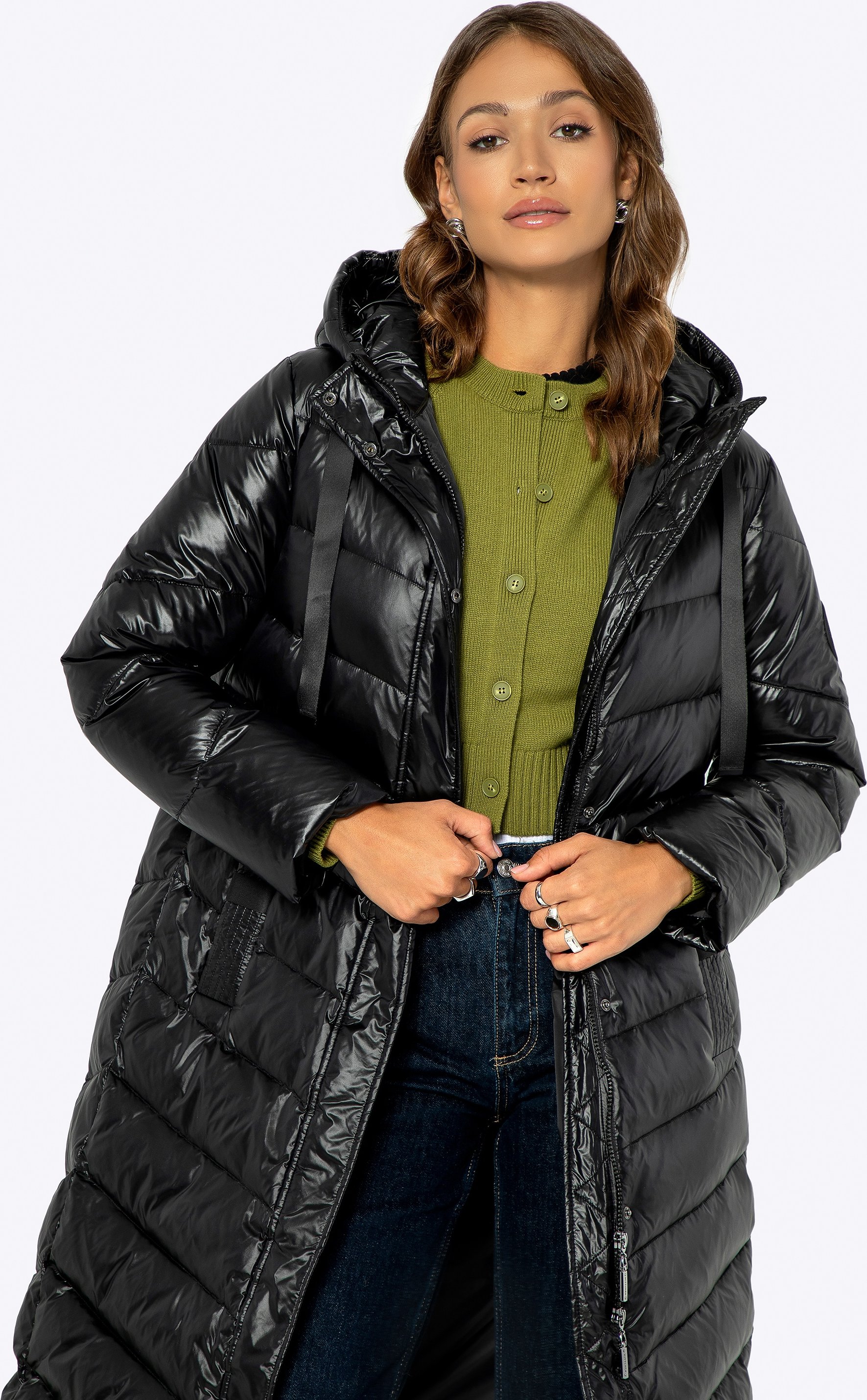 Wittchen Damen Stepp-Daunenmantel Schwarz Nylon