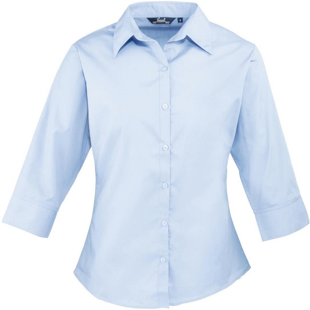 Premier - Hemd für Damen 3/4 Ärmel (Hellblau)