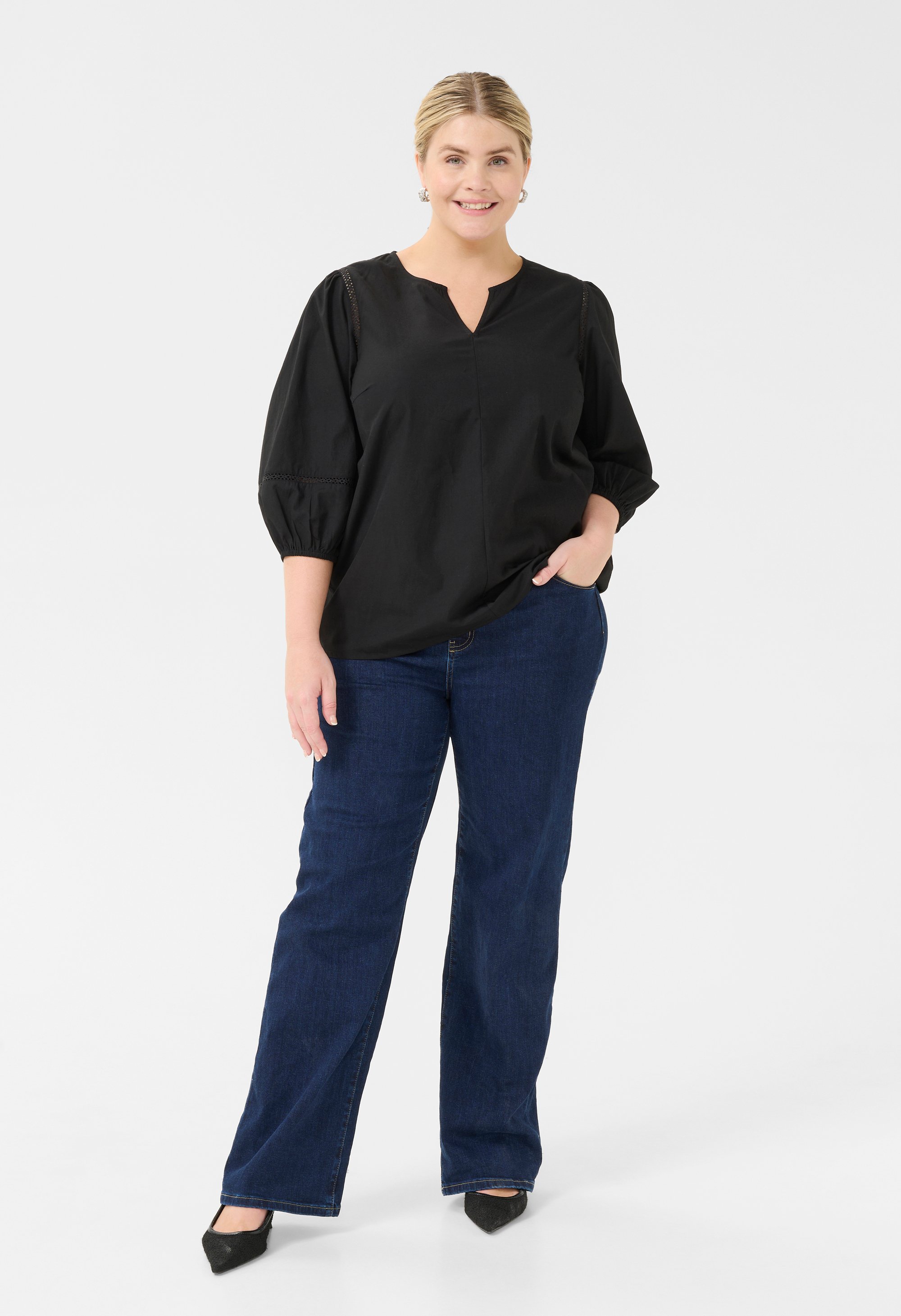 Langarm-Bluse Regular fit Black