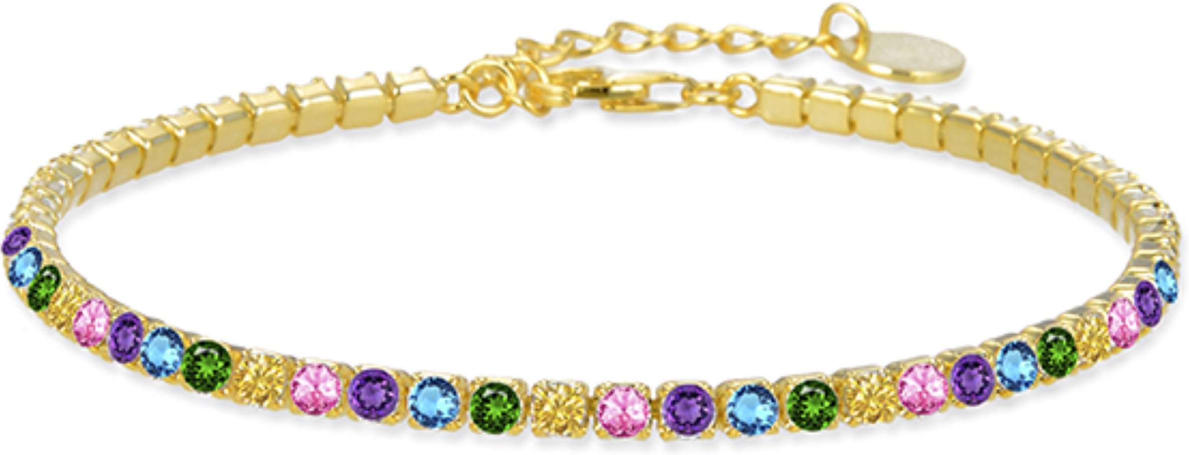 Luxenter 925 Sterling Silber Armband mit mehrfarbigen Zirkonia in 18K Gelbgold - Tahu