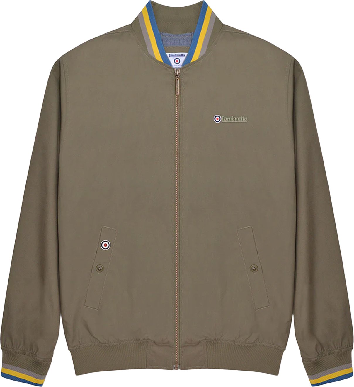 Lambretta - "Monkey" Jacke Mit kontrastfarbenen Streifen für Herren (Khakigrün)