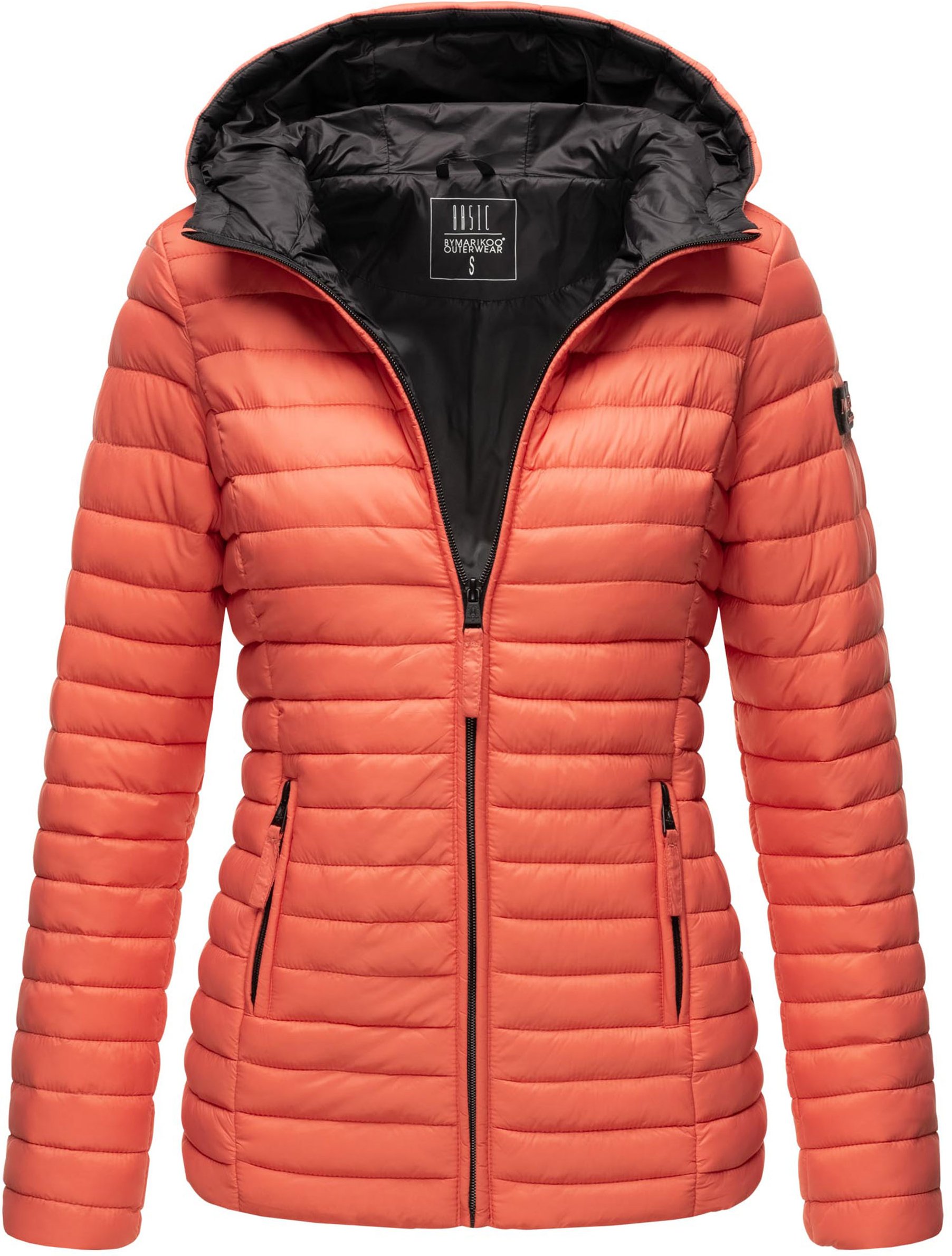 Marikoo Damen Steppjacke – Asraa, leicht mit Kapuze & Kontrastfutter